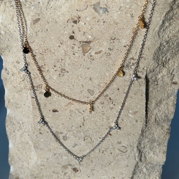 Edelweiss Sterling Silver or 14k Gold-Plated Necklace with CZ flower clusters - Picture 3 of 13